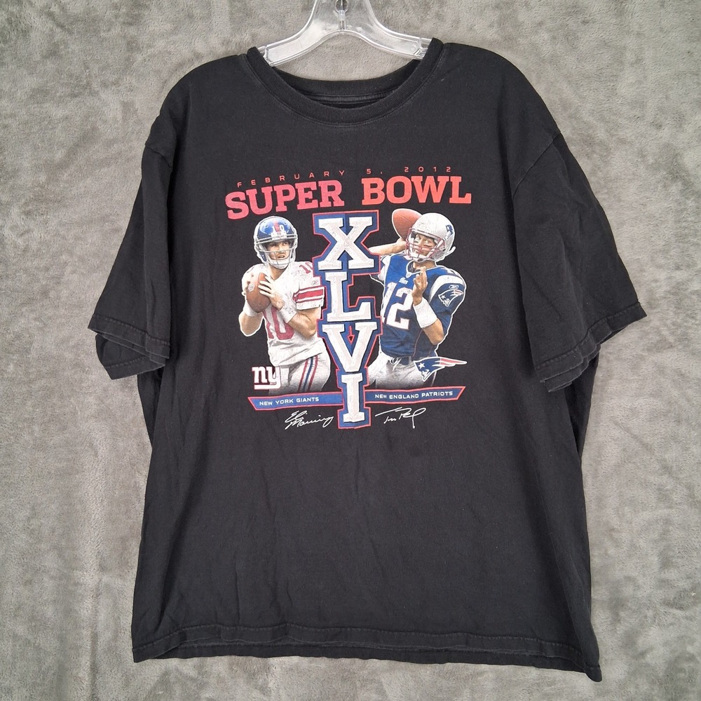 Reebok Super Bowl XLVI Giants vs Patriots Eli Manning Tom Brady Shirt Mens 2XL